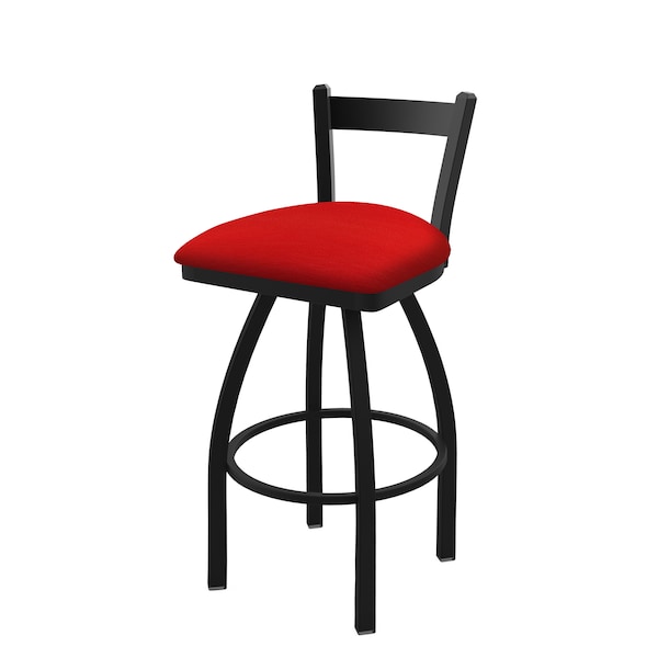25" Low Back Swivel Counter Stool, Black Wrinkle, Canter Red Seat